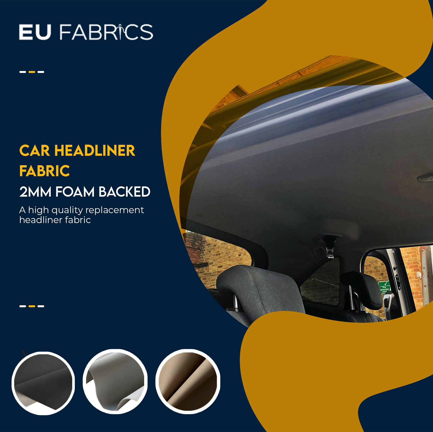 Car Headliner Fabric 2MM Foam Backed EU Fabrics